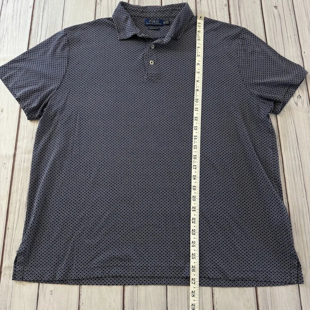 Polo Ralph Lauren Men's Polo‎ Shirt Performance All Over Pattern Blue Size XL